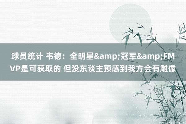 球员统计 韦德：全明星&冠军&FMVP是可获取的 但没东谈主预感到我方会有雕像