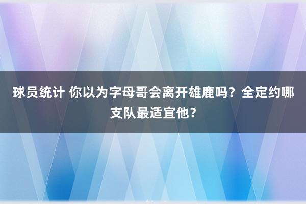 球员统计 你以为字母哥会离开雄鹿吗？全定约哪支队最适宜他？