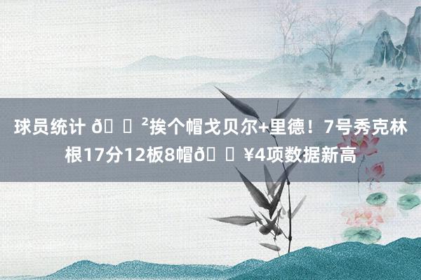 球员统计 🍲挨个帽戈贝尔+里德！7号秀克林根17分12板8帽💥4项数据新高