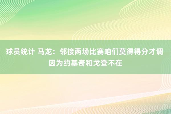 球员统计 马龙：邻接两场比赛咱们莫得得分才调 因为约基奇和戈登不在