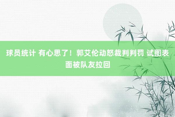 球员统计 有心思了！郭艾伦动怒裁判判罚 试图表面被队友拉回