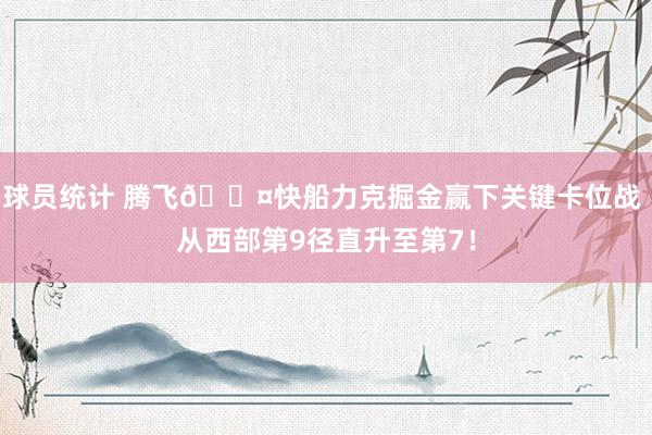 球员统计 腾飞😤快船力克掘金赢下关键卡位战 从西部第9径直升至第7！