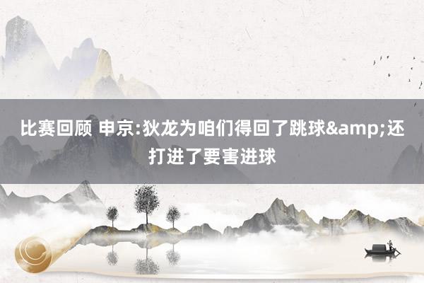 比赛回顾 申京:狄龙为咱们得回了跳球&还打进了要害进球