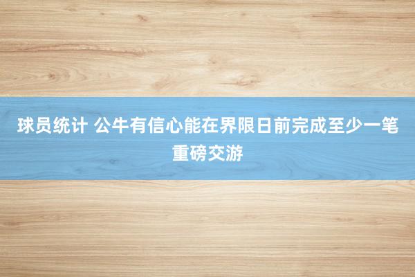 球员统计 公牛有信心能在界限日前完成至少一笔重磅交游