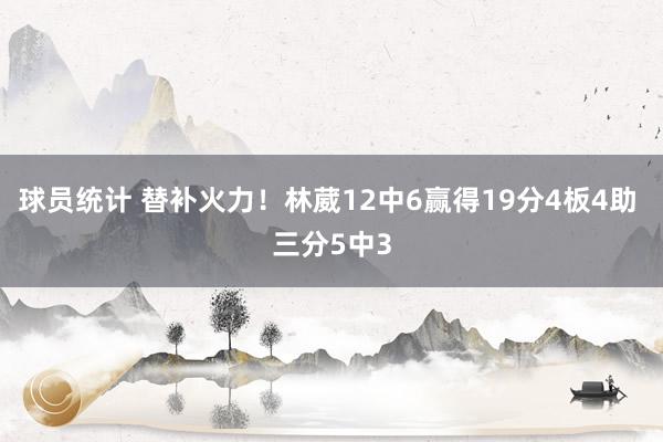 球员统计 替补火力！林葳12中6赢得19分4板4助 三分5中3