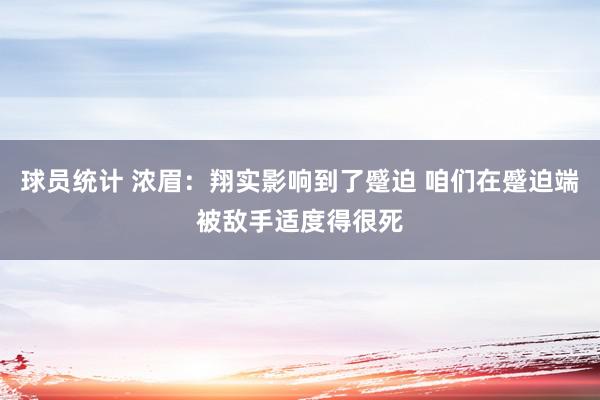 球员统计 浓眉：翔实影响到了蹙迫 咱们在蹙迫端被敌手适度得很死