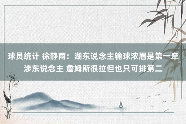 球员统计 徐静雨：湖东说念主输球浓眉是第一牵涉东说念主 詹姆斯很拉但也只可排第二