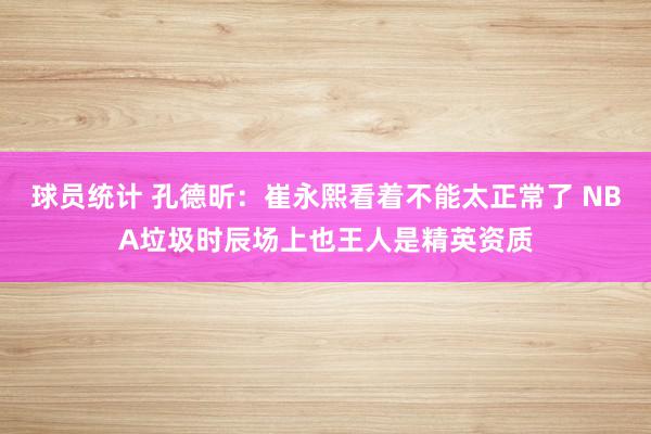 球员统计 孔德昕：崔永熙看着不能太正常了 NBA垃圾时辰场上也王人是精英资质