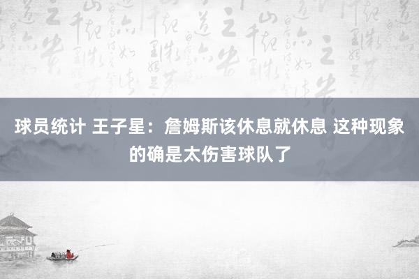 球员统计 王子星：詹姆斯该休息就休息 这种现象的确是太伤害球队了