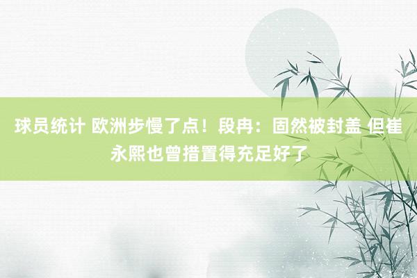 球员统计 欧洲步慢了点！段冉：固然被封盖 但崔永熙也曾措置得充足好了