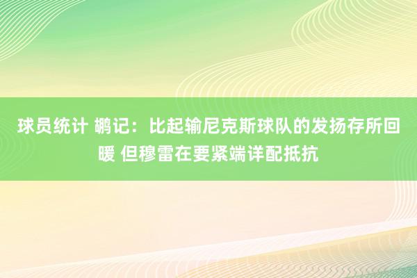 球员统计 鹕记：比起输尼克斯球队的发扬存所回暖 但穆雷在要紧端详配抵抗