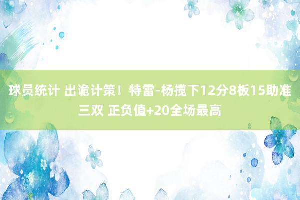 球员统计 出诡计策！特雷-杨揽下12分8板15助准三双 正负值+20全场最高