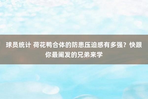 球员统计 荷花鸭合体的防患压迫感有多强？快跟你最阐发的兄弟来学